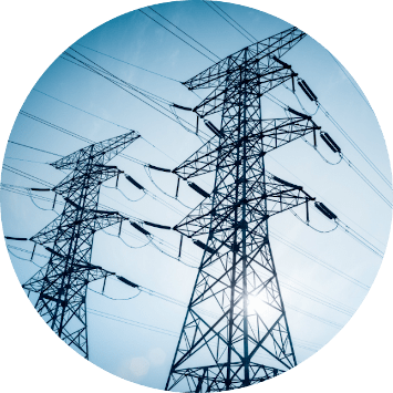 two high energy electrical line towers